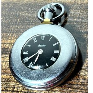 Sears Smiths Industries Open Face Pocket Style Watch Untested Silver Black VTG